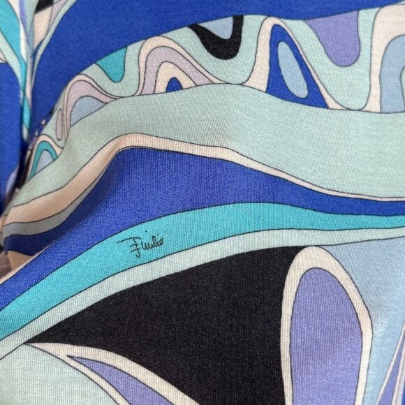 Emilio Pucci Blue Multicolour Print V-neck Top - Picture 6 of 7